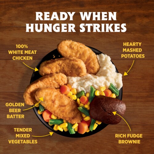 Hungry-Man Beer Battered Chicken Frozen Meal Perspective: left