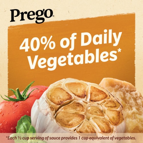 Prego® Pasta Sauce Italian Tomato Sauce with Roasted Garlic & Parmesan Cheese Jar Perspective: left