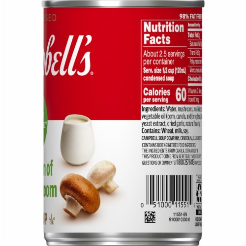 Campbell's® Condensed 98% Fat Free Cream of Mushroom Soup Perspective: left