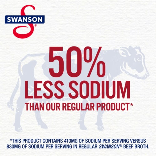 Swanson 100% Natural 50% Less Sodium Beef Broth Perspective: left