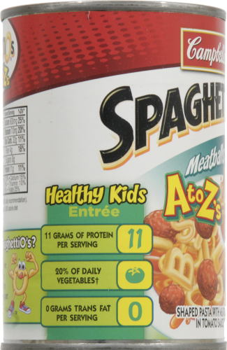 Campbell's SpaghettiOs A to Z's with Meatballs Perspective: left
