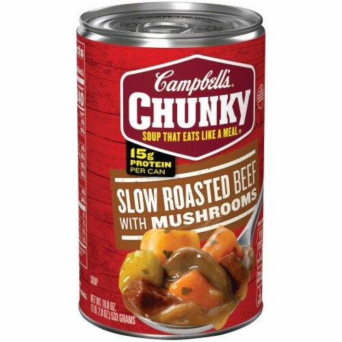 Campbell's Chunky Slow Roast Beef with Mushrooms Soup Perspective: left