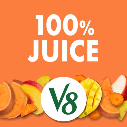 V8® Peach Mango 100% Fruit and Vegetable Juice Bottle Perspective: left