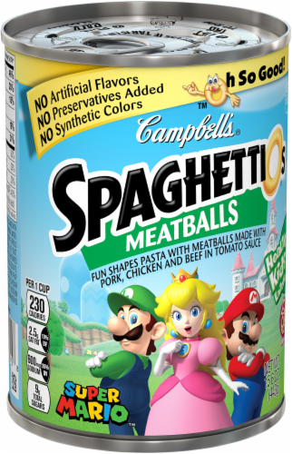 Campbell's SpaghettiOs Shapes with Meatballs (Characters May Vary) Perspective: left