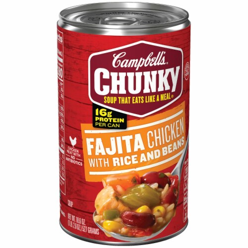 Campbell's Chunky Fajita Chicken with Rice and Beans Soup Perspective: left