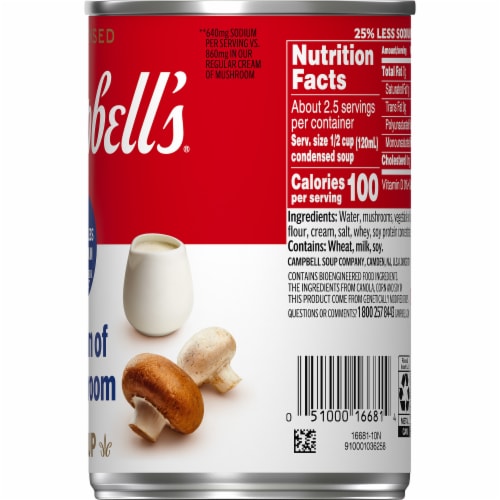 Campbell's® Condensed 25% Less Sodium Cream of Mushroom Soup Perspective: left
