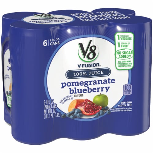 V8 V Fusion Pomegranate Blueberry Juice 6 Count Perspective: left
