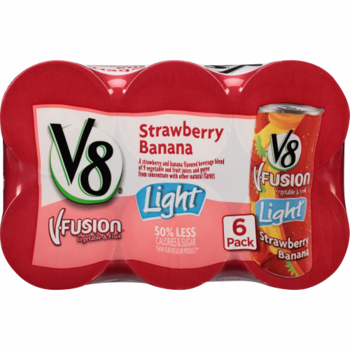 V8 V-Fusion Light Strawberry Banana Juice Perspective: left