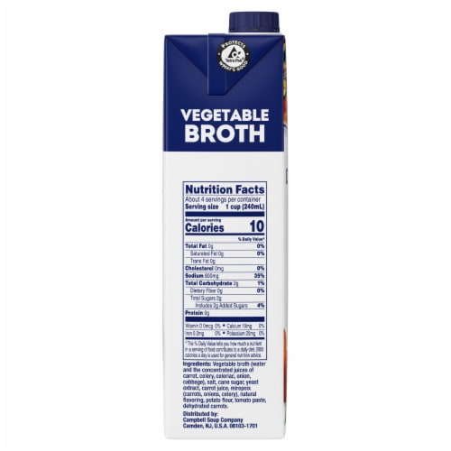 Swanson 100% Natural Vegetable Broth Carton Perspective: left