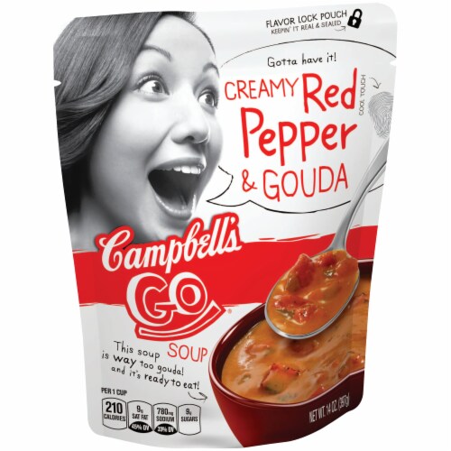 Campbell's Go Creamy Red Pepper With Smoked Gouda Soup Perspective: left