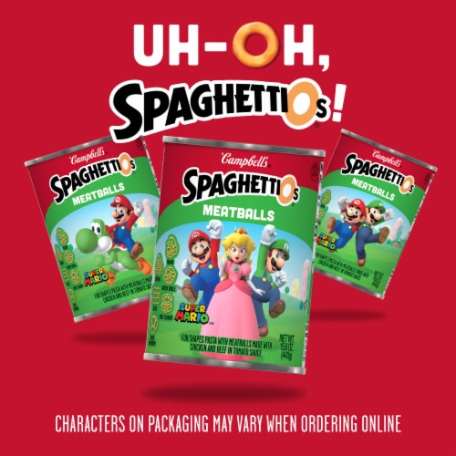 Campbell's® SpaghettiOs® Super Mario™ Bros Canned Pasta with Meatballs Perspective: left