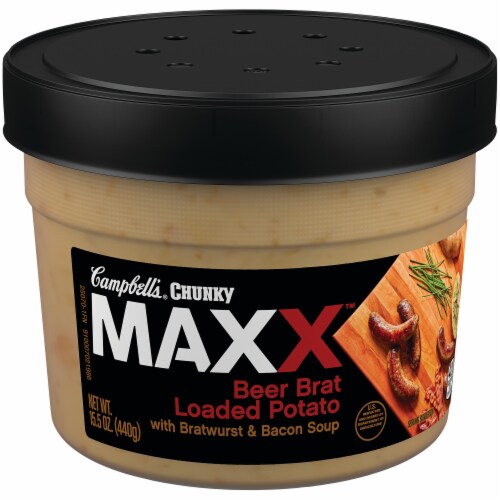 Campbell's Chunky Maxx Beer Brat Loaded Potato Soup Perspective: left