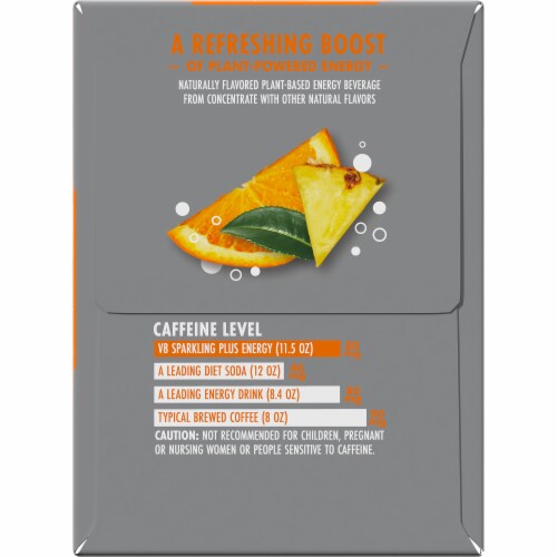 V8+® Energy Sparkling Orange Pineapple Juice Energy Drink Can Perspective: left