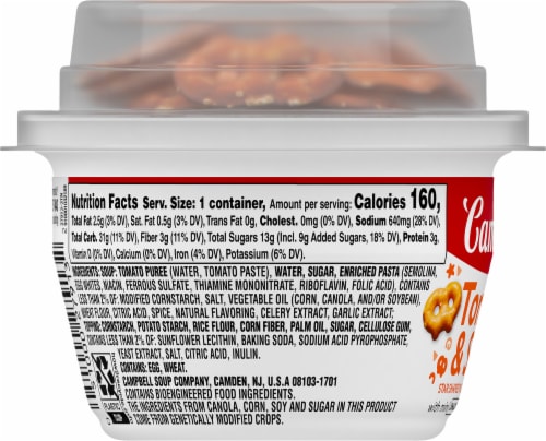 Campbell's® Tomato & Stars with Mini Pretzel Crisps Soup Perspective: left