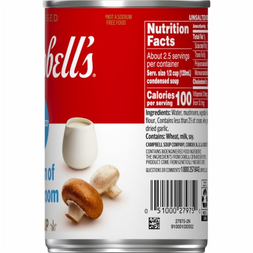 Campbell's® Unsalted Condensed Cream of Mushroom Soup Perspective: left