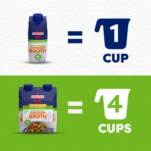 Swanson Natural Goodness 33% Less Sodium Chicken Broth Quick Cups Perspective: left