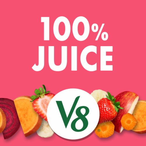 V8® Blends Strawberry Banana 100% Juice Cans Perspective: left