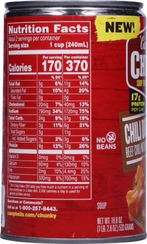 Campbell's® Chunky® Chili Dog Mac Soup Can Perspective: left