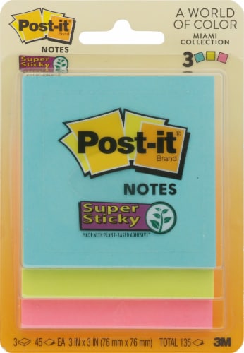 Post-it® Miami Collection Super Sticky Note Pads, 3 x 3 in - Fry's Food  Stores