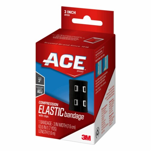 Ace Black Compression Elastic Bandage with Metal Clips - 3 Inch Perspective: left