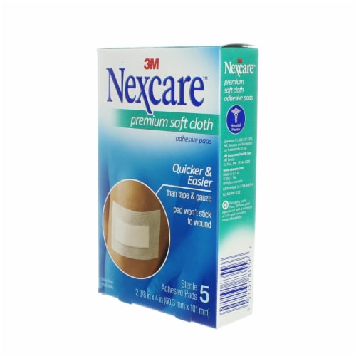 3M Adhesive Gauze Pad Hypoallergenic 2-3/8 x4  3-Ply 5/PK H3564 Perspective: left