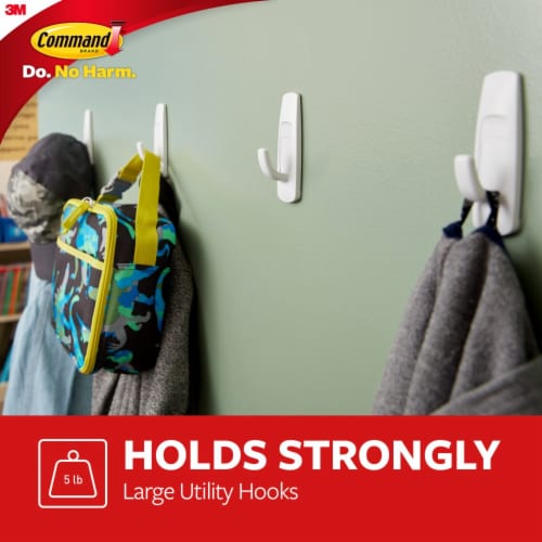 Command® Damage-Free Hanging Large Utility Hooks - White Perspective: left