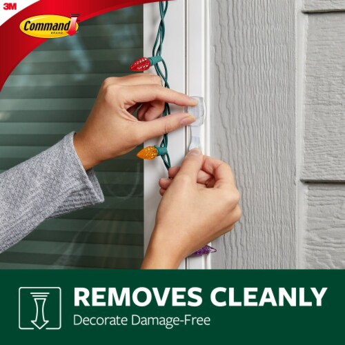 Command™ Outdoor Damage-Free Clear Light Clips Perspective: left
