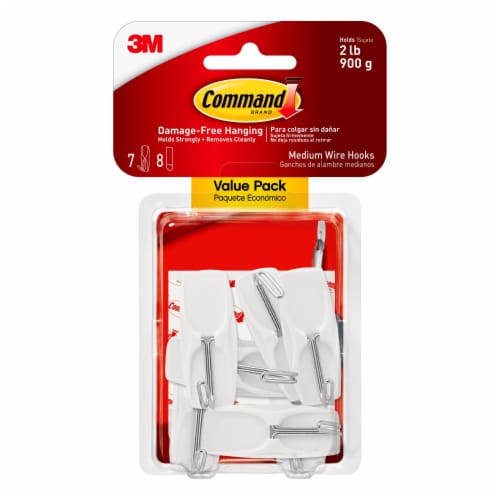 Command™ Damage-Free Hanging Medium Wire Hooks Value Pack - White, 7 pk -  Kroger