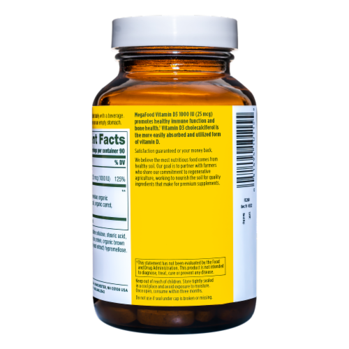 MegaFood Vitamin D3 Tablets 1000 IU Perspective: left