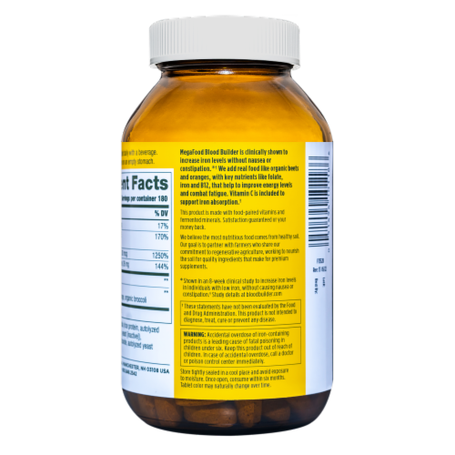 MegaFood® Blood Builder® Iron Tablets Perspective: left