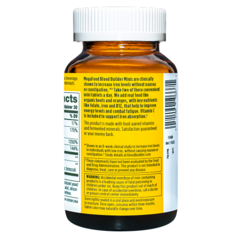 MegaFood® Blood Builder® Minis Iron Tablets Perspective: left