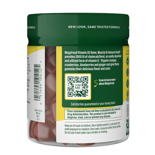 MegaFood® Vitamin D3 Mixed Fruit Gummies 2000 IU Perspective: left
