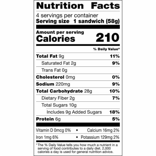 Smucker's Uncrustables Peanut Butter and Raspberry Sandwich, Perspective: left