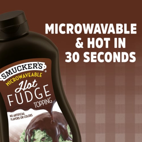 Smucker's Hot Fudge Topping Microwavable Squeeze Bottle Perspective: left