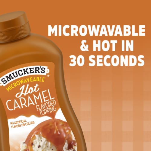 Smucker's Hot Caramel Flavored Topping Microwavable Squeeze Bottle Perspective: left