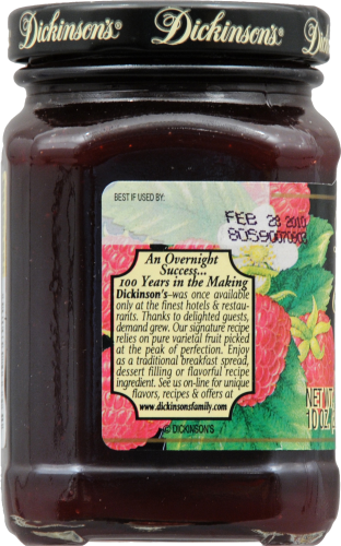 Dickinson's® Pure Seedless Cascade Mountain Red Raspberry Preserves Perspective: left
