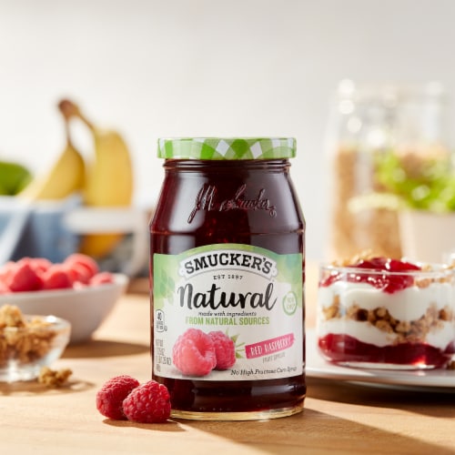 Smucker's Natural Red Raspberry Fruit Spread Perspective: left