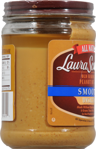 Laura Scudder's® All Natural Old Fashioned Smooth Unsalted Peanut Butter Perspective: left