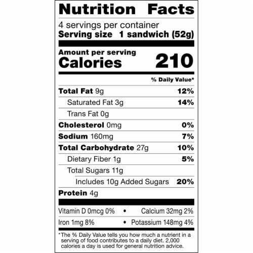 Smucker's Uncrustables Chocolate Flavored Hazelnut Spread Sandwiches, 1.8 oz, 4 Count (Frozen) Perspective: left