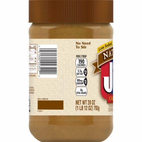 Jif® Natural Creamy Low Sodium Peanut Butter Spread Perspective: left