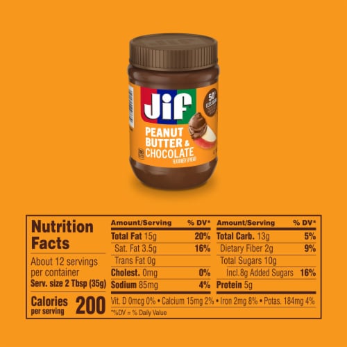 Jif Peanut Butter & Chocolate Flavored Spread Perspective: left