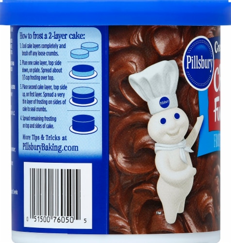 Pillsbury Creamy Supreme Chocolate Fudge Frosting Perspective: left