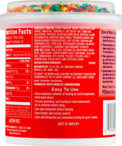 Pillsbury Radiant Red Vanilla Funfetti Frosting Perspective: left