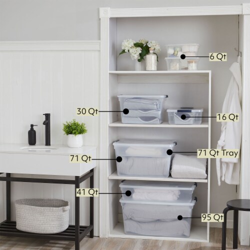 Rubbermaid® Cleverstore Plastic Storage Tote Containers with Lid Perspective: left