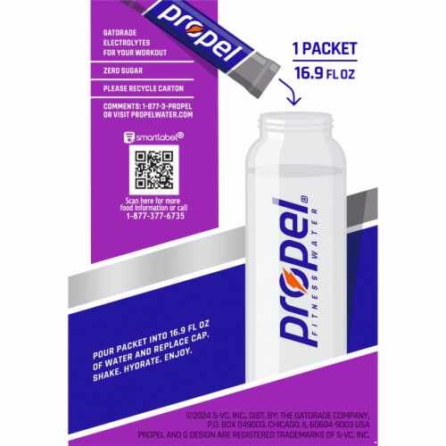 Propel® Zero Sugar Grape Drink Mix Packets Perspective: left