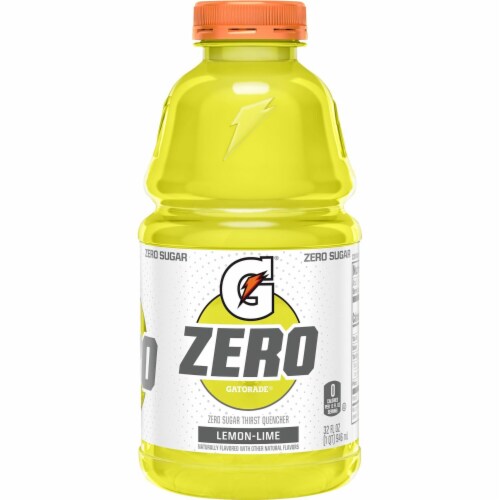 Gatorade Zero Sugar Thirst Quencher Green Lemon Lime Electrolyte Enhanced Sports Drink Perspective: left