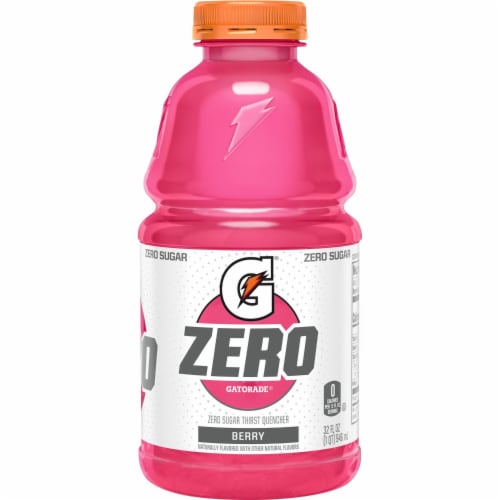 Gatorade Zero Sugar Thirst Quencher Pink Berry Electrolyte Enhanced Sports Drink Perspective: left