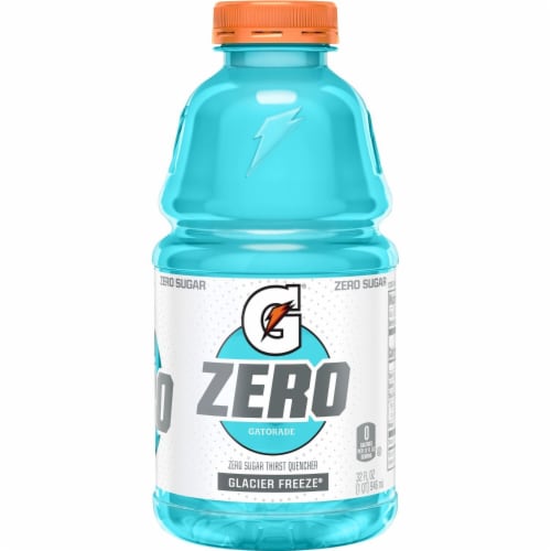 Gatorade Zero Sugar Thirst Quencher Blue Glacier Freeze Electrolyte Enhanced Sports Drink Perspective: left