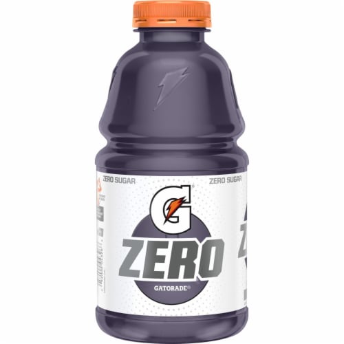 Gatorade Zero Sugar Thirst Quencher Purple Grape Electrolyte Enhanced Sports Drink Perspective: left
