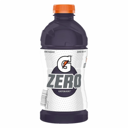 Gatorade Zero Sugar Purple Thirst Quencher Grape Electrolyte Enhanced Sports Drink Perspective: left